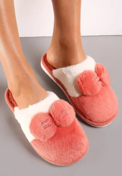 Czerwone Kapcie z Futerka Ozdobione Wypukłą Kokardką Eduvixes