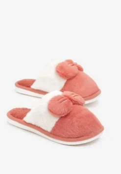 Czerwone Kapcie z Futerka Ozdobione Wypukłą Kokardką Eduvixes
