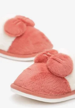 Czerwone Kapcie z Futerka Ozdobione Wypukłą Kokardką Eduvixes