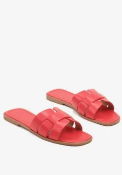 Czerwone Klapki z Geometryczną Cholewką Pollevela
