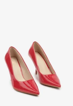 Czerwone Lakierowane Szpilki Vices ze Szpiczastym Noskiem Etavia