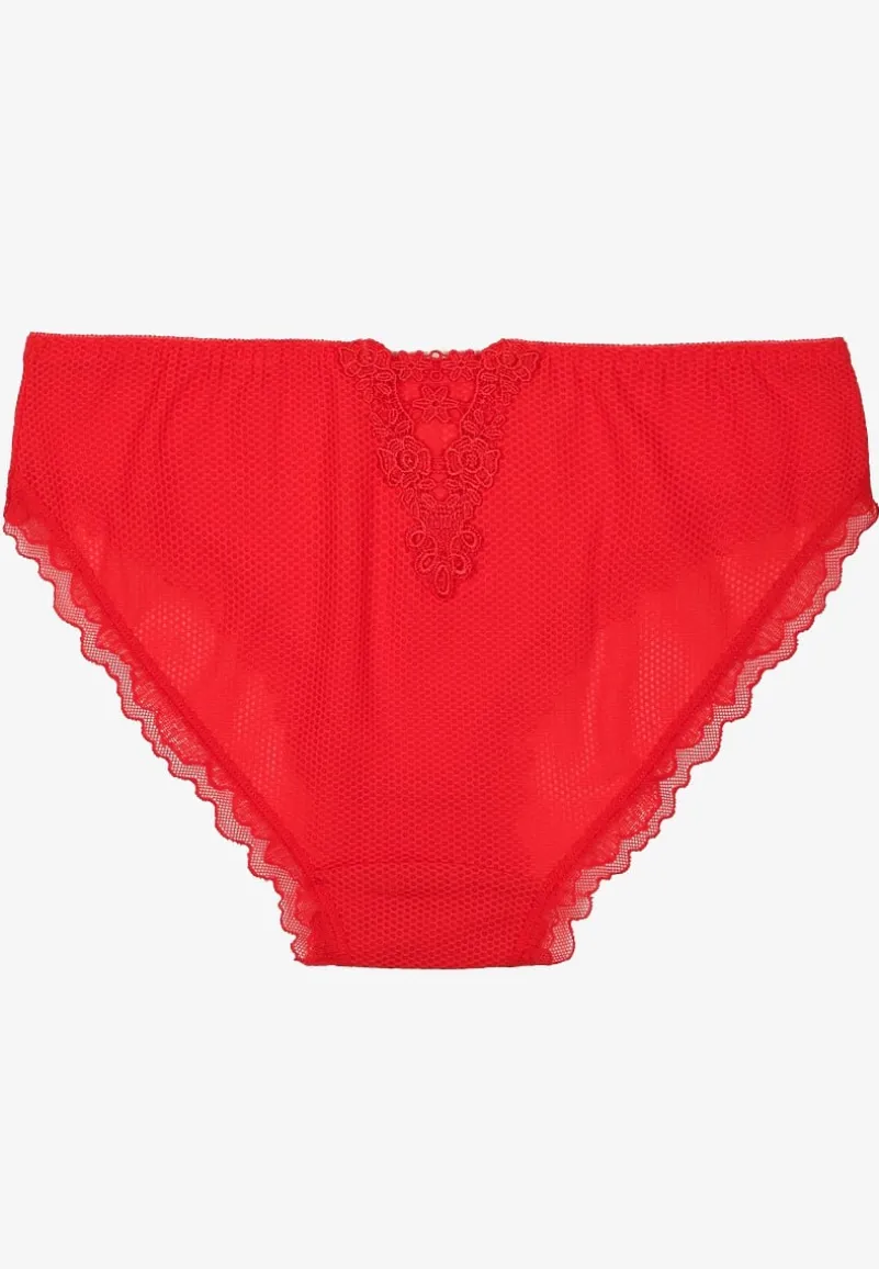 Czerwone Majtki Typu Figi z Koronką Ranlla