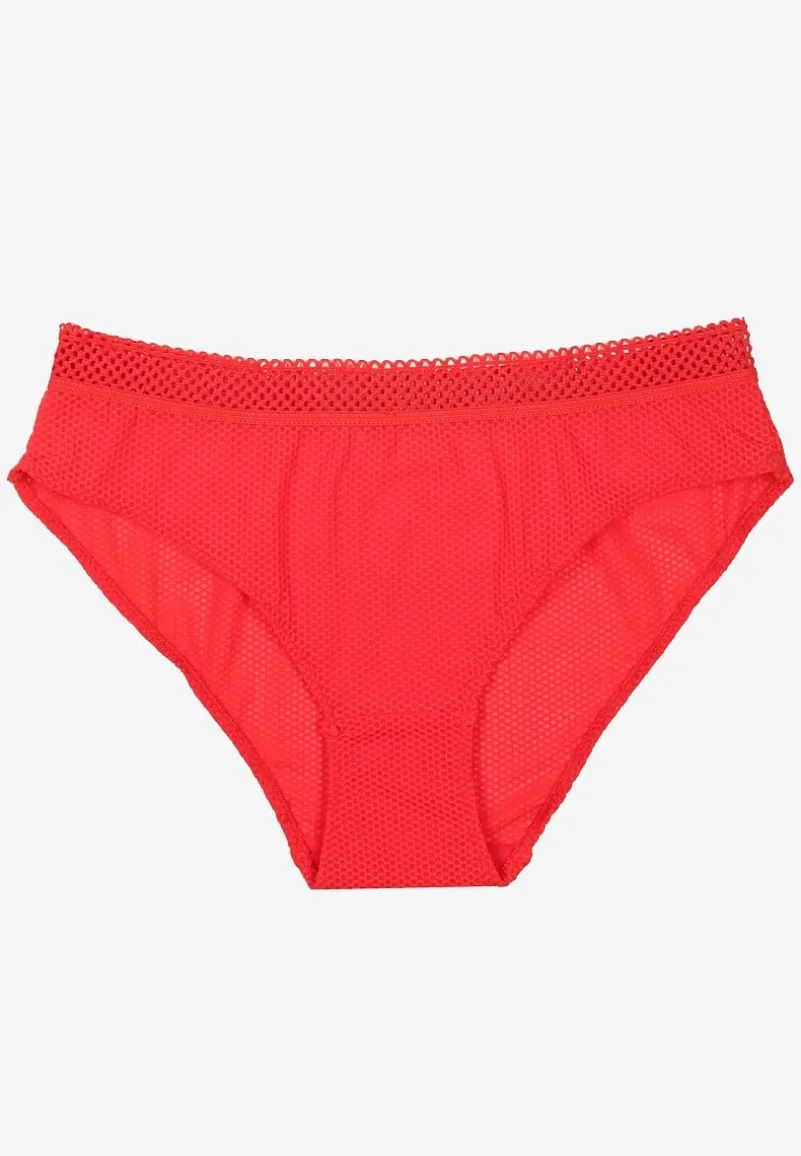 Czerwone Majtki Typu Figi z Koronką Tirwia