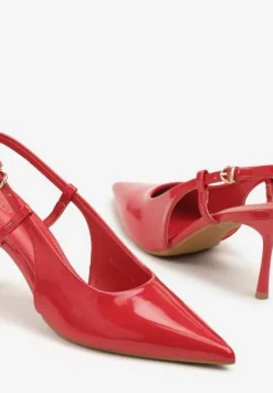 Czerwone Sandały Lakierowane Vices na Szpilce Slingback Raleira