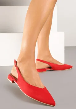 Czerwone Sandały Slingback Vices z Wkładką ze Skóry Naturalnej Annisae