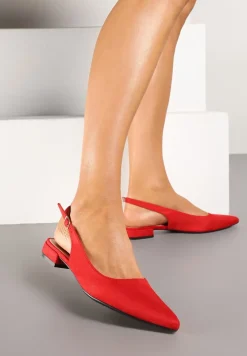 Czerwone Sandały z Ekozamszu ze Szpiczastym Noskiem Terevelis
