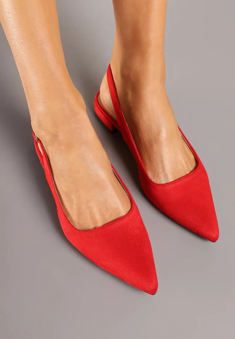 Czerwone Sandały z Ekozamszu ze Szpiczastym Noskiem Terevelis