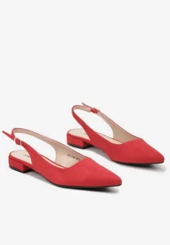 Czerwone Sandały z Ekozamszu ze Szpiczastym Noskiem Terevelis