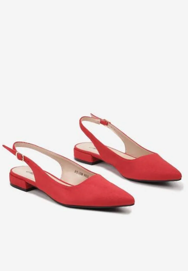 Czerwone Sandały z Ekozamszu ze Szpiczastym Noskiem Terevelis