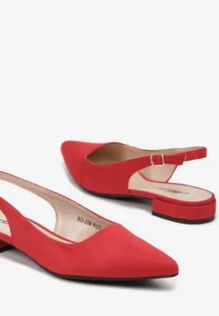 Czerwone Sandały z Ekozamszu ze Szpiczastym Noskiem Terevelis