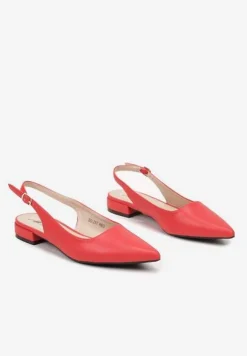 Czerwone Sandały ze Szpiczastym Noskiem Zapinane na Sprzączkę Radeoriel
