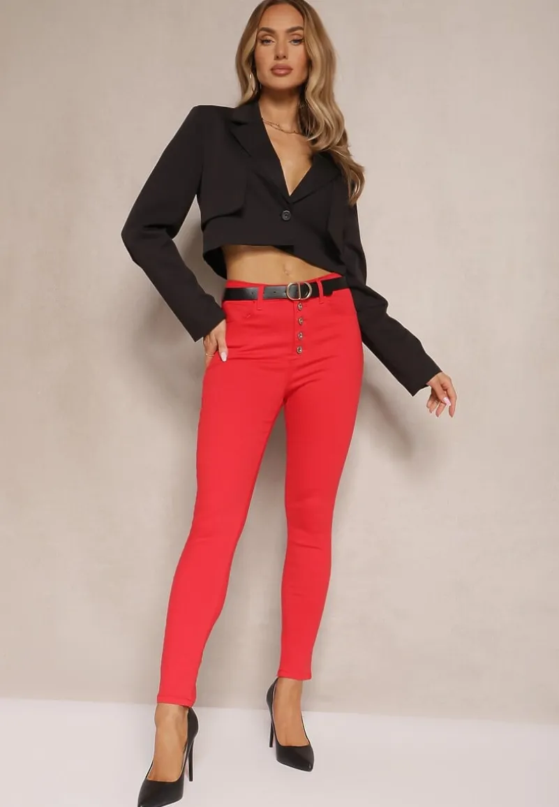 Czerwone Spodnie Skinny Winvienne