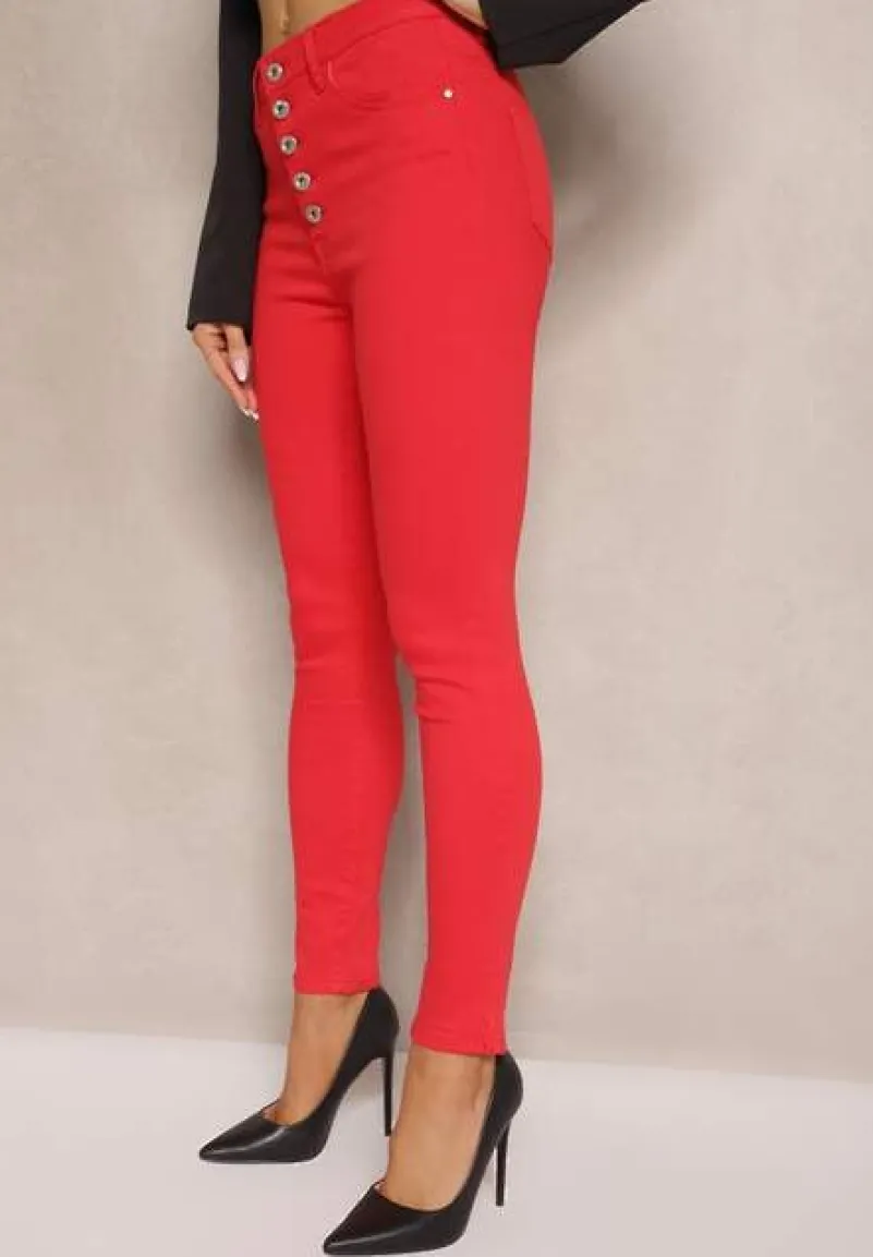 Czerwone Spodnie Skinny Winvienne