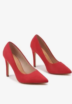 Czerwone Szpilki Vices z Wkładką ze Skóry Naturalnej Innatia
