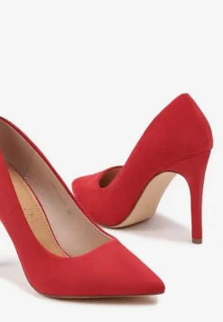 Czerwone Szpilki Vices z Wkładką ze Skóry Naturalnej Innatia
