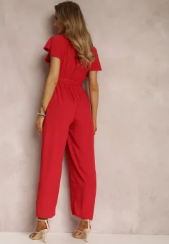 Czerwony Kombinezon z Wiskozy Zotolio