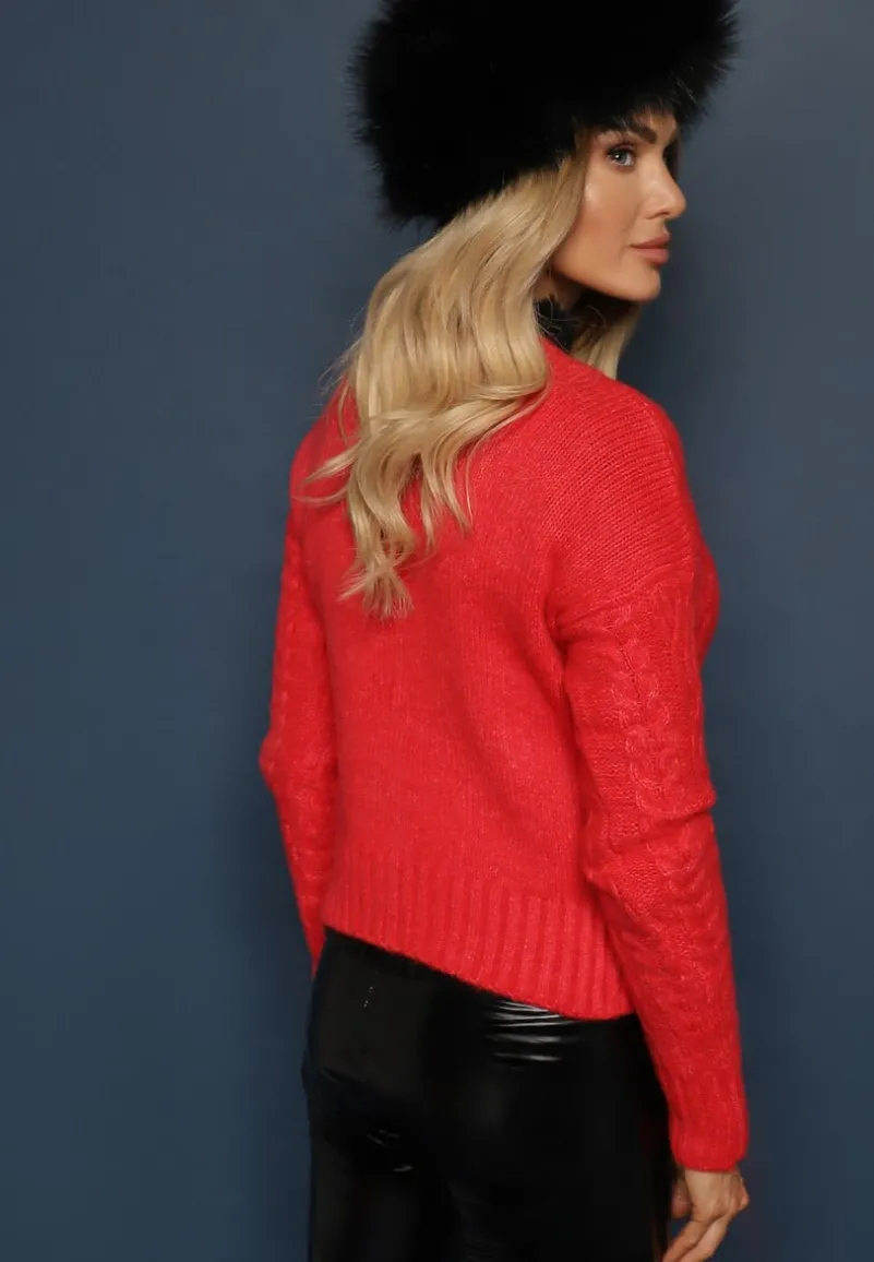 Czerwony Rozpinany Kardigan z Guzikami Tormella