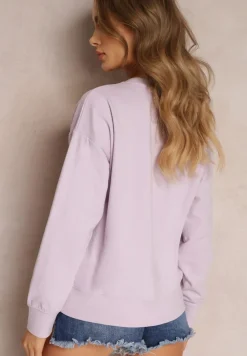 Fioletowa Bluza z Długim Rękawem i Okrągłym Dekoltem Miyoko