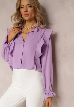 Fioletowa Koszula z Falbankami Glorise
