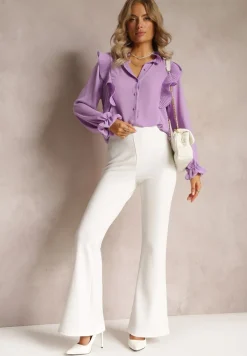 Fioletowa Koszula z Falbankami Glorise