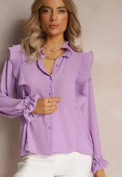 Fioletowa Koszula z Falbankami Glorise