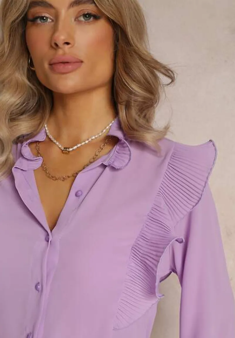 Fioletowa Koszula z Falbankami Glorise