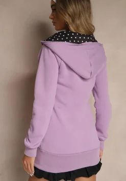 Fioletowa Rozsuwana Bluza z Kapturem Malunani