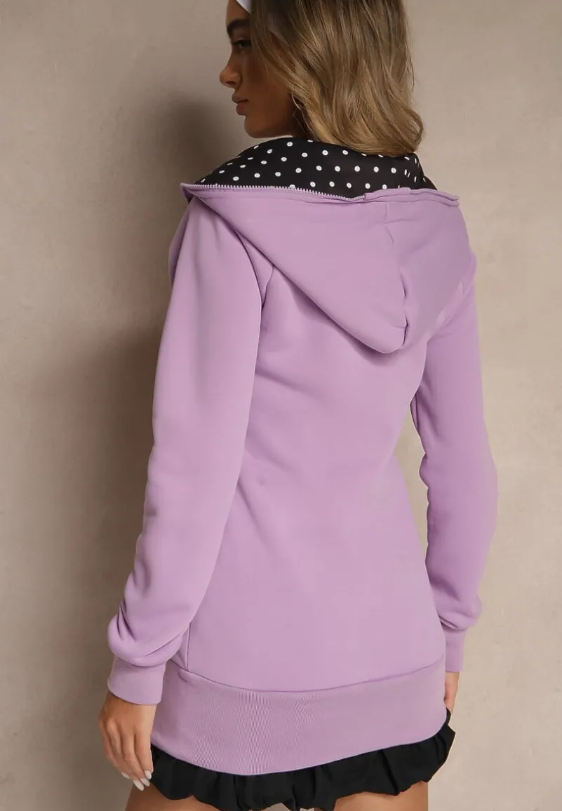 Fioletowa Rozsuwana Bluza z Kapturem Malunani