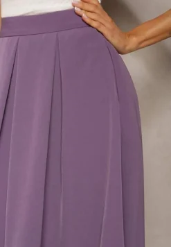 Fioletowa Spódnica Midi z Szerokim Plisowaniem i Rozkloszowanym Dołem Helenesa