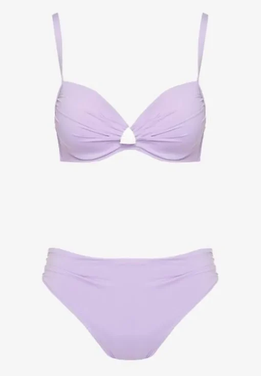 Fioletowe Bikini Majtki Figi Biustonosz z Trójkątną Aplikacją Natizeria