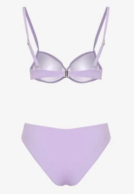 Fioletowe Bikini Majtki Figi Biustonosz z Trójkątną Aplikacją Natizeria