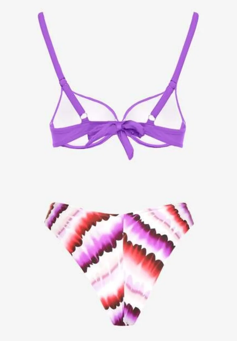 Fioletowe Bikini Majtki Figi Ozdobione Nadrukiem i Biustonosz Natinalia