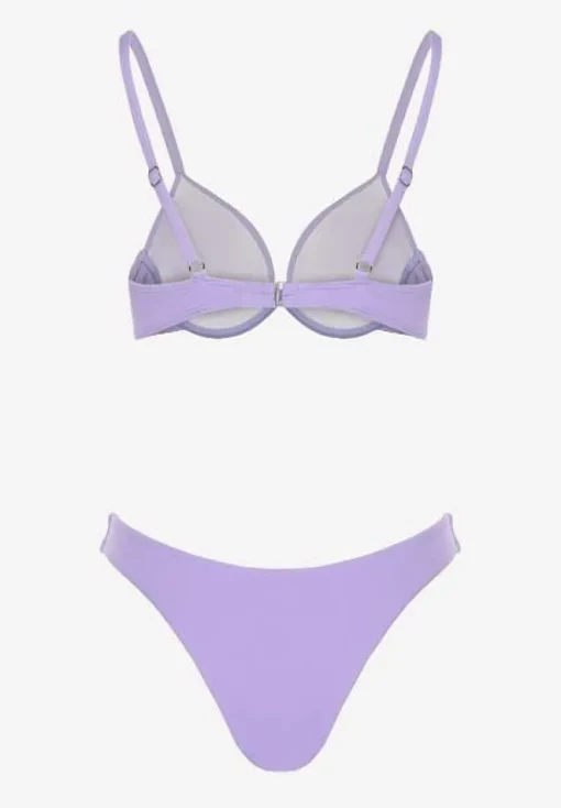 Fioletowe Bikini Usztywniany Biustonosz z Zapięciem z Tyłu i Majtkami Figami Ermarie