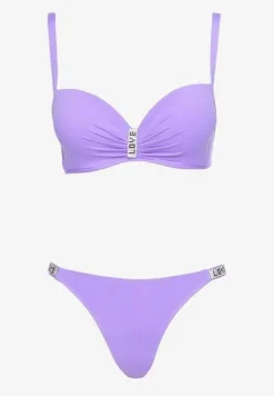 Fioletowe Bikini z Cyrkoniami i Regulowanymi Ramiączkami Tloen