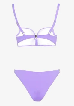 Fioletowe Bikini z Cyrkoniami i Regulowanymi Ramiączkami Tloen