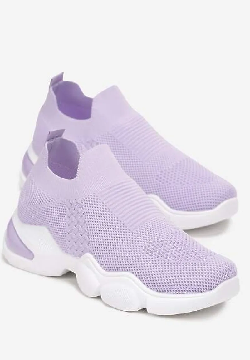 Fioletowe Buty Sportowe na Grubej Podeszwie z Elastyczną Cholewką Awida