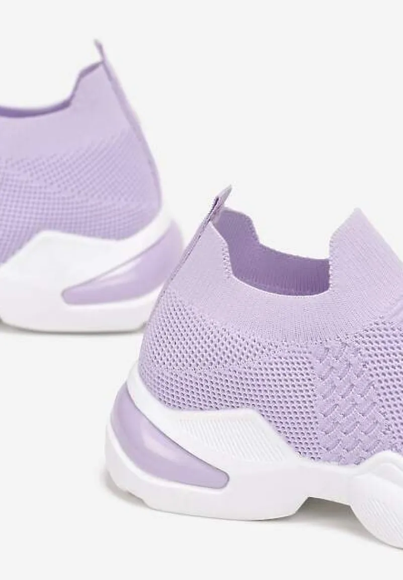 Fioletowe Buty Sportowe na Grubej Podeszwie z Elastyczną Cholewką Awida