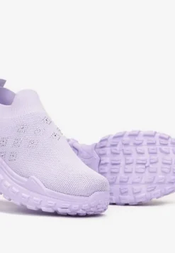 Fioletowe Buty Sportowe na Grubej Podeszwie z Elastyczną Cholewką z Cyrkoniami Kolby