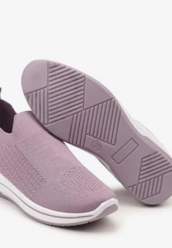 Fioletowe Casualowe Buty Sportowe na Płaskiej Podeszwie bez Zapięcia Adalora