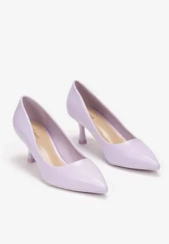 Fioletowe Czółenka ze Szpiczastym Noskiem na Niskiej Szpilce Maribelle