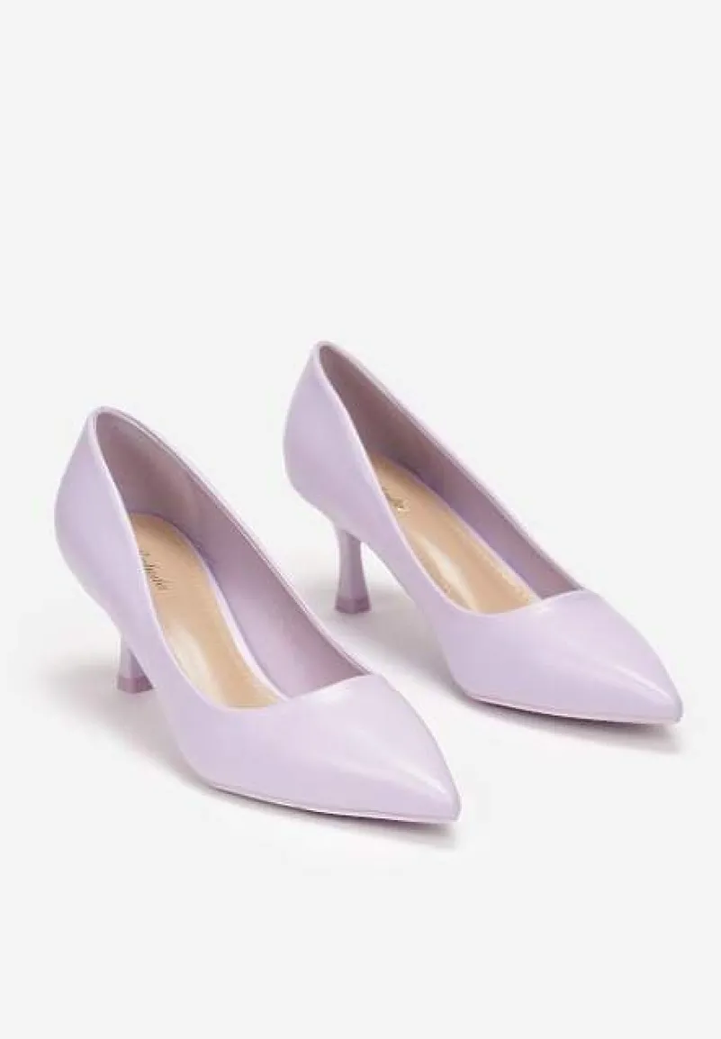 Fioletowe Czółenka ze Szpiczastym Noskiem na Niskiej Szpilce Maribelle