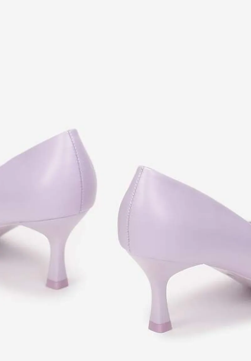 Fioletowe Czółenka ze Szpiczastym Noskiem na Niskiej Szpilce Maribelle