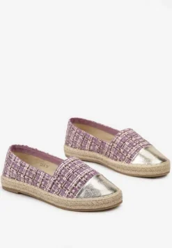 Fioletowe Espadryle z Tweedowego Materiału z Plecionką na Podeszwie Hexiria