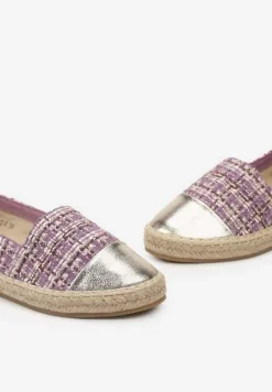 Fioletowe Espadryle z Tweedowego Materiału z Plecionką na Podeszwie Hexiria