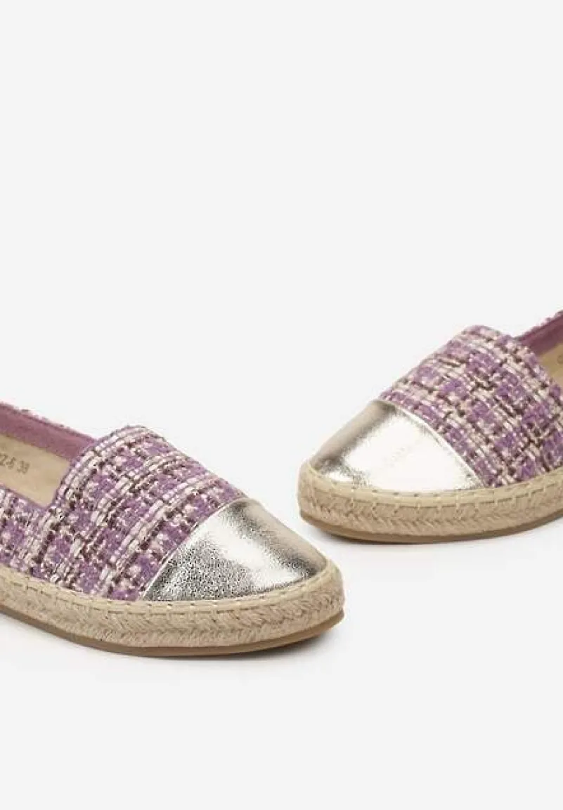 Fioletowe Espadryle z Tweedowego Materiału z Plecionką na Podeszwie Hexiria