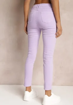Fioletowe Jeansy Skinny z Efektem Push Up Karinali
