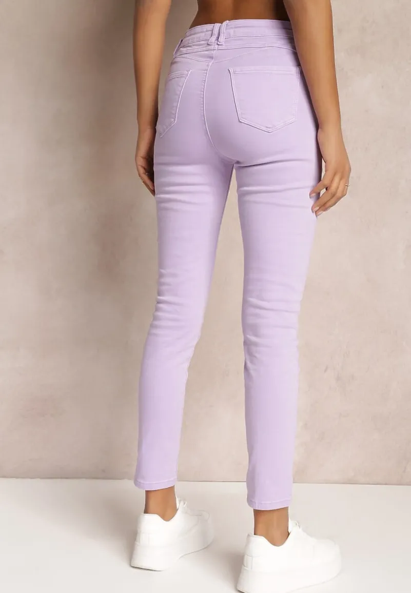 Fioletowe Jeansy Skinny z Efektem Push Up Karinali
