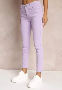 Fioletowe Jeansy Skinny z Efektem Push Up Karinali