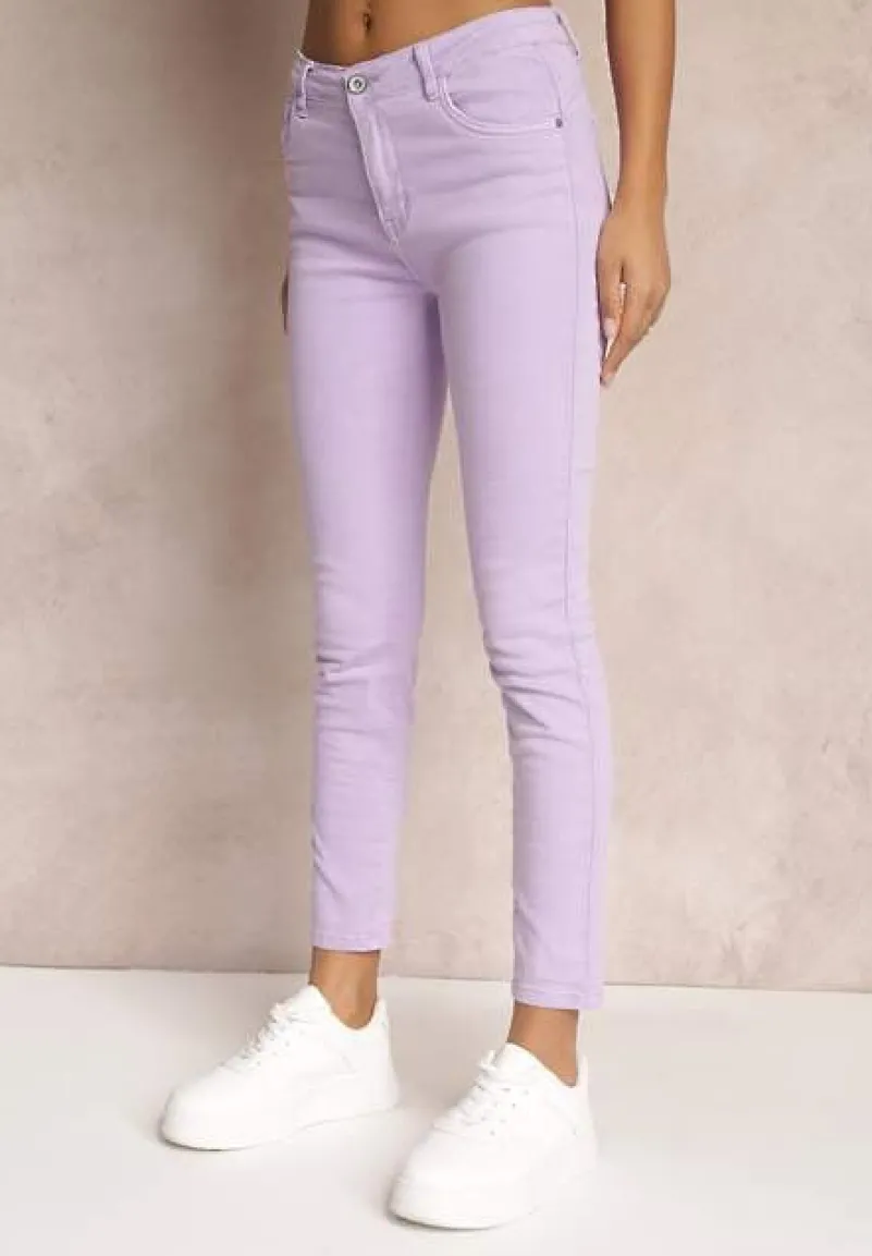 Fioletowe Jeansy Skinny z Efektem Push Up Karinali