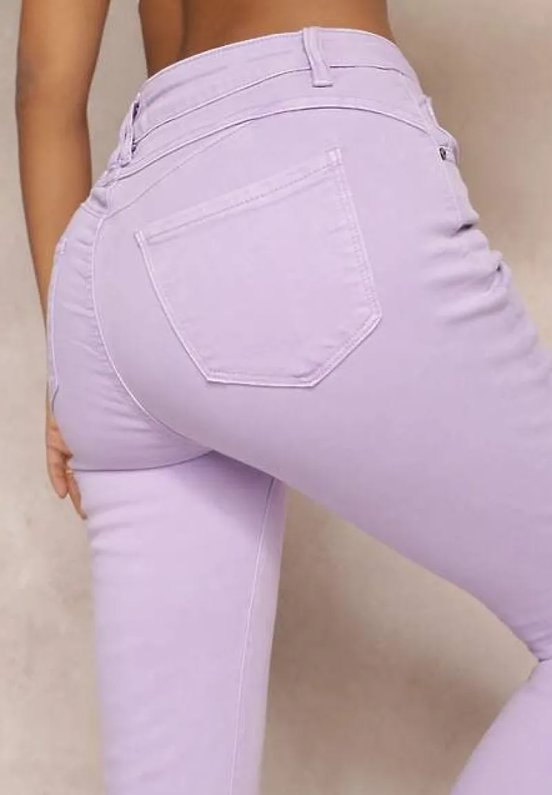 Fioletowe Jeansy Skinny z Efektem Push Up Karinali